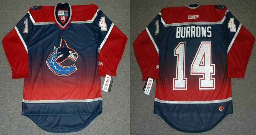 2019 Men Vancouver Canucks 14 Burrows Red CCM NHL jerseys